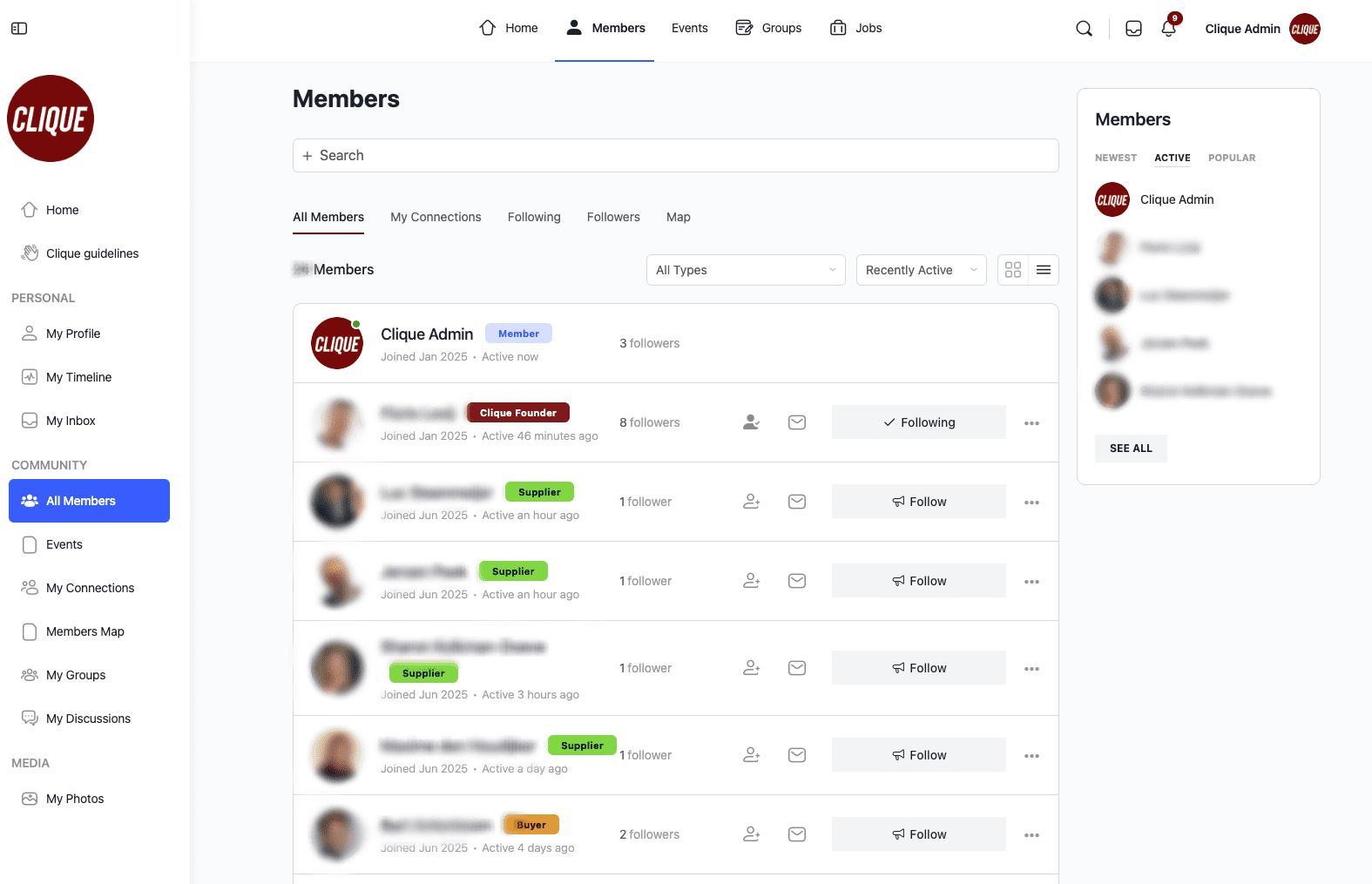 Clique Network community members